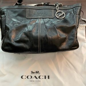 Black patent leather coach purse